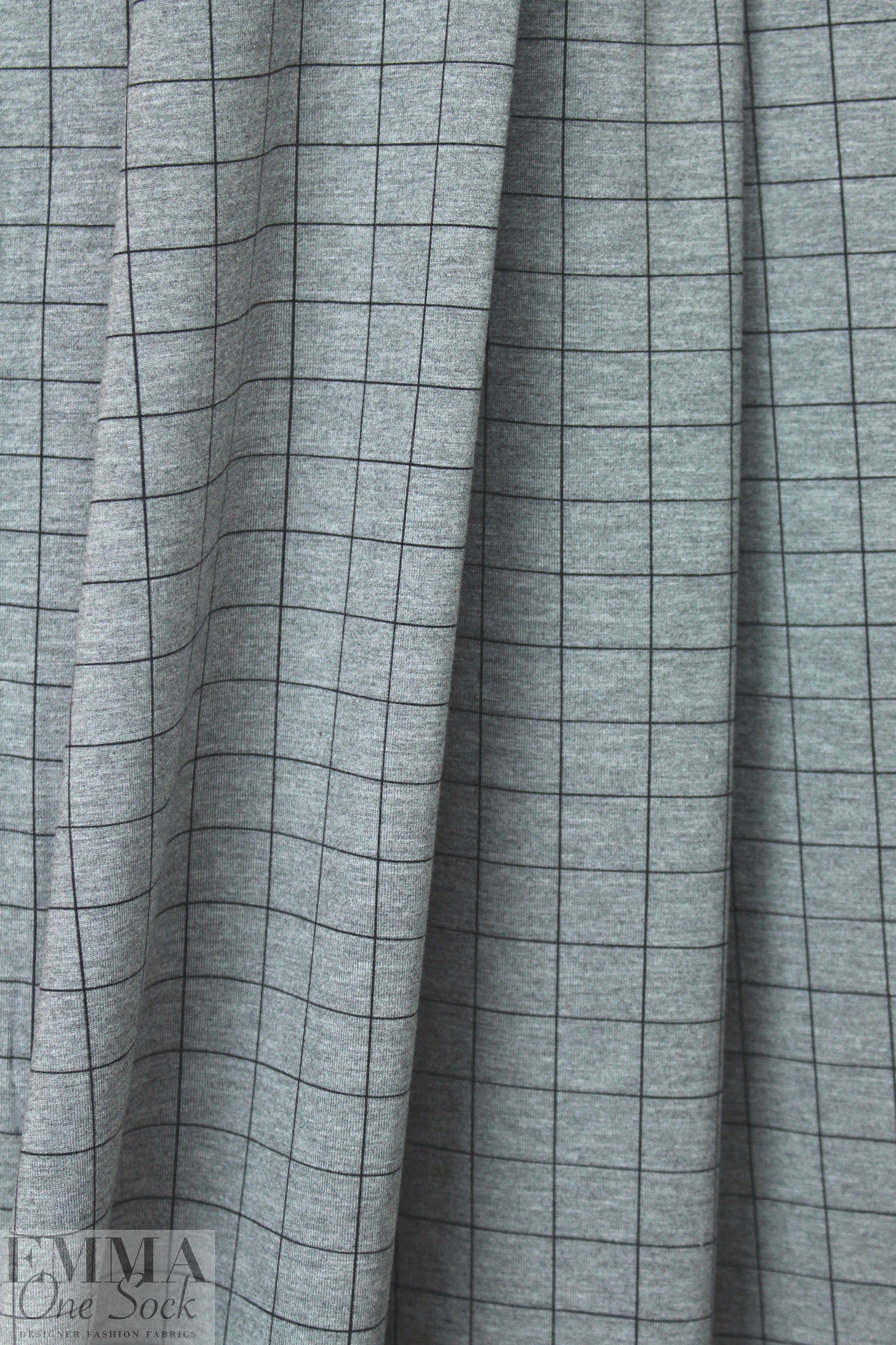 gridwork bamboo/spandex jersey - black on gray 1.375 yds