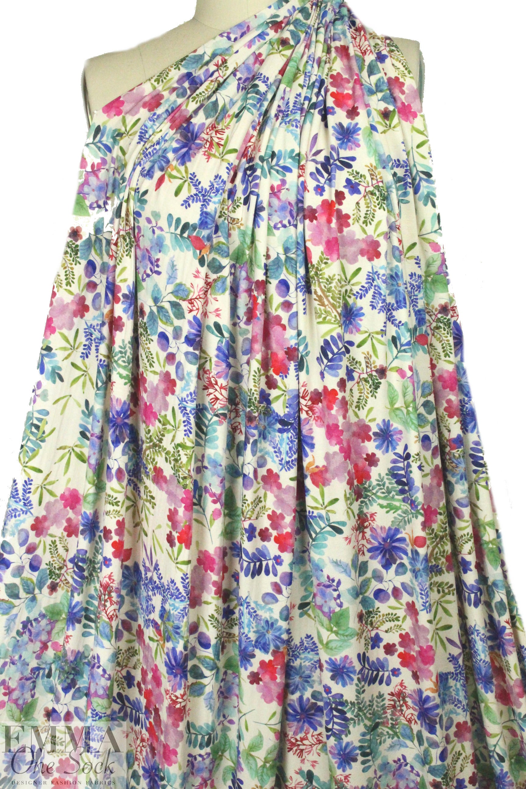 'garden dream' digital print rayon/spandex knit 1.75 yds