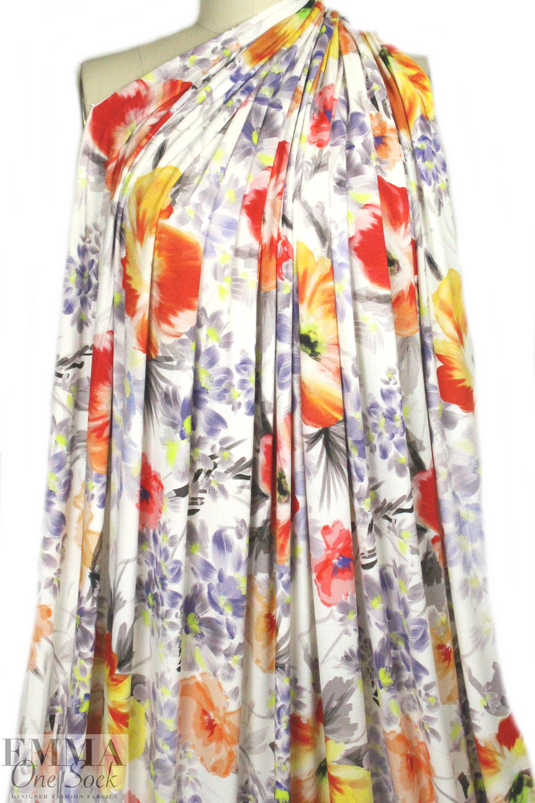 'brushstroke floral' digital print rayon/spandex knit