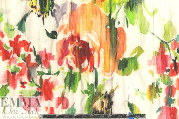 'distressed-look floral' digital print rayon/spandex knit