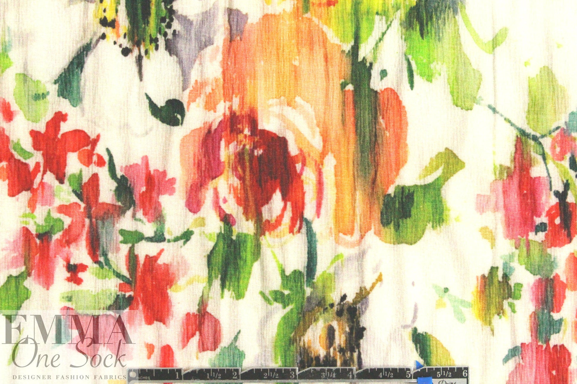 'distressed-look floral' digital print rayon/spandex knit 2 yd