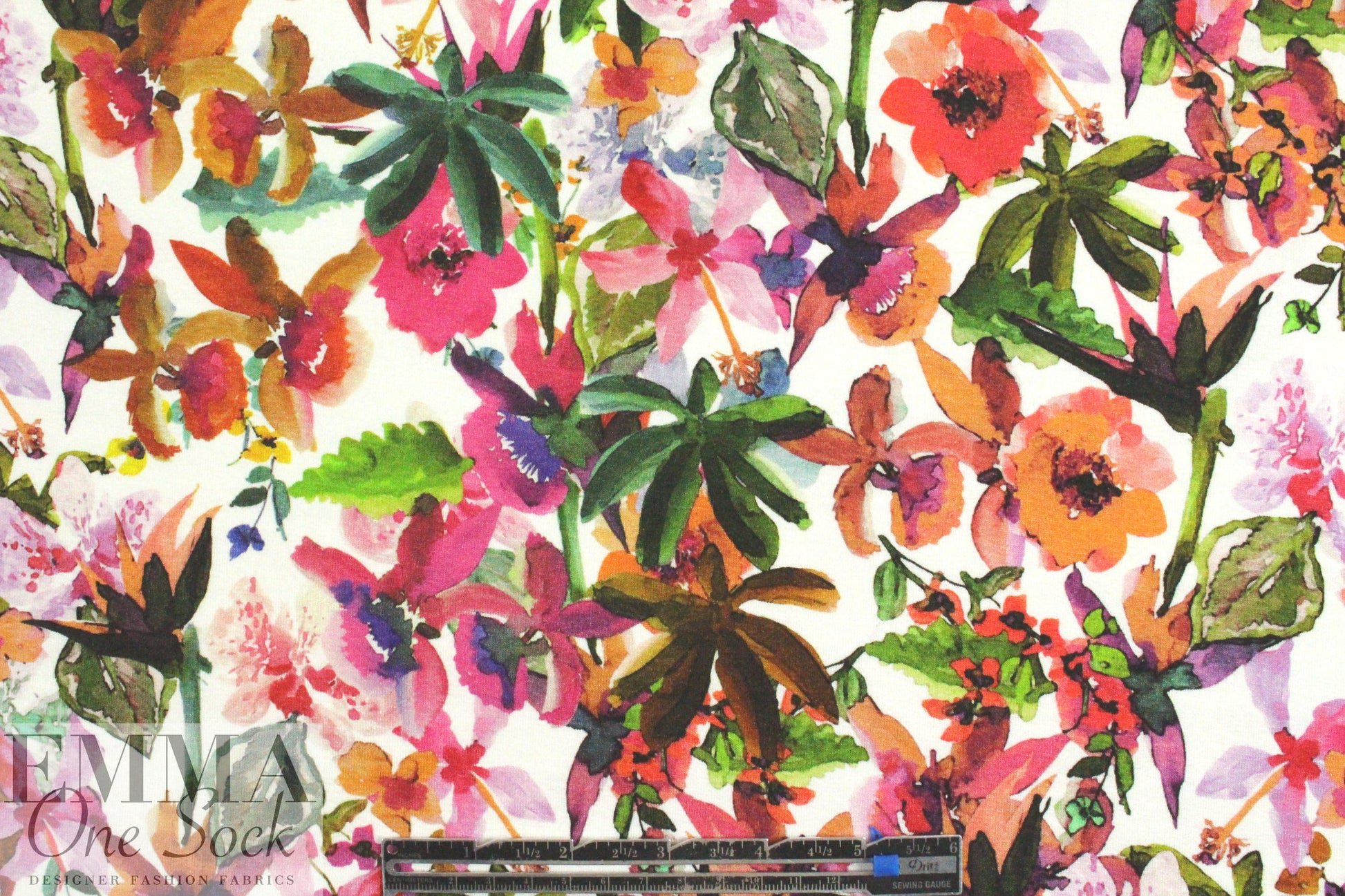 'painterly flowers' digital print rayon/spandex knit 1.375 yd