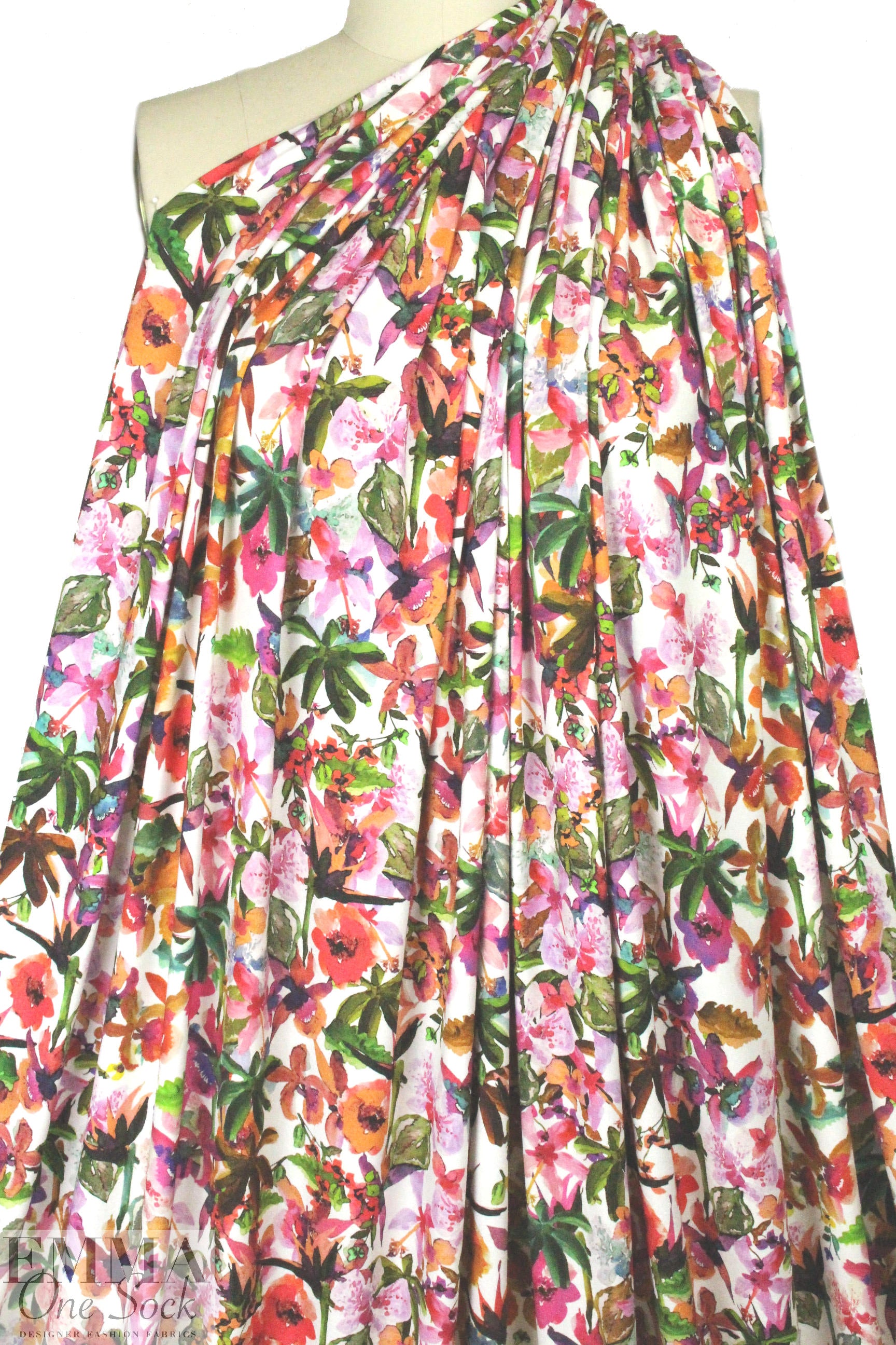 'painterly flowers' digital print rayon/spandex knit 1.375 yd