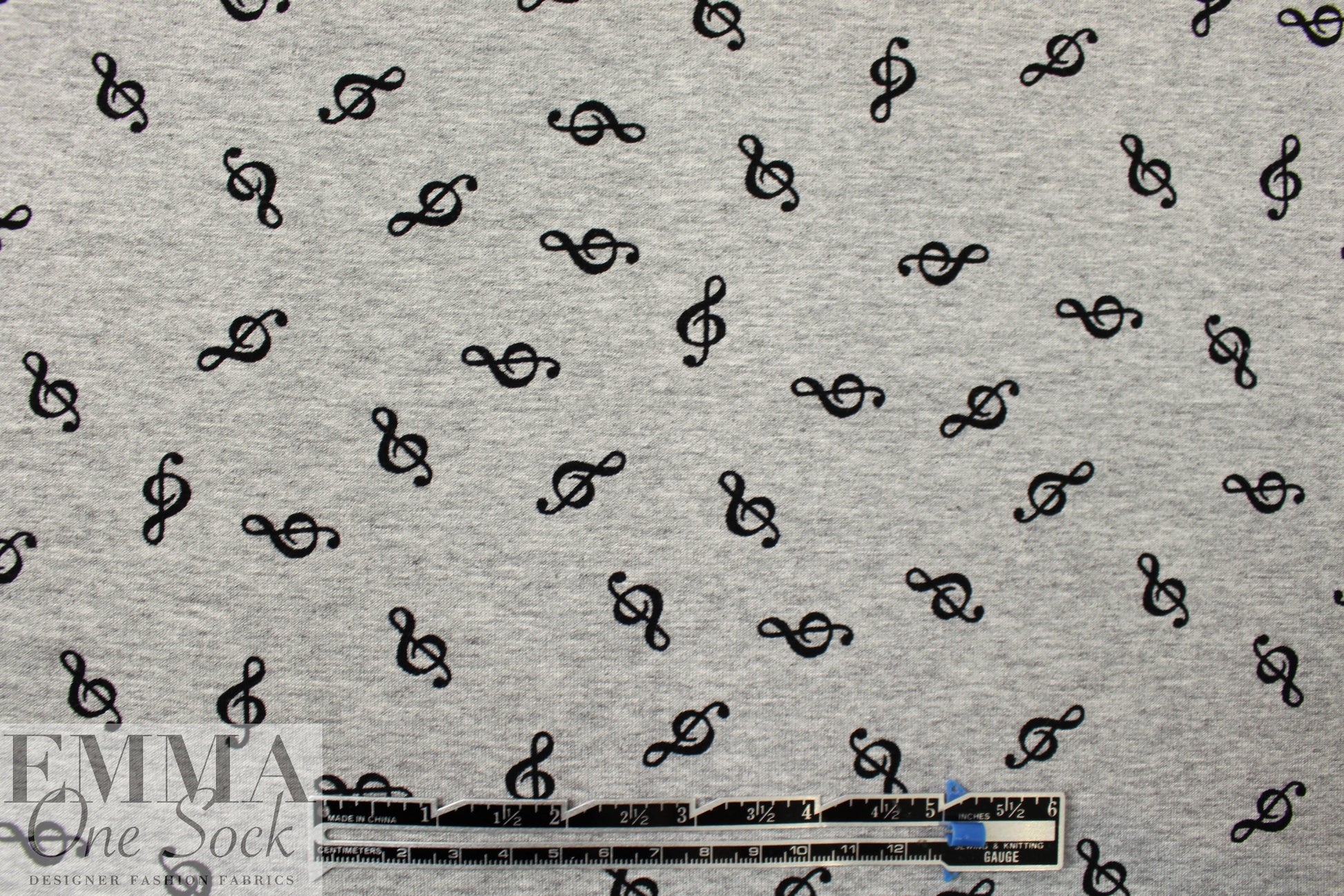 treble clef rayon/spandex jersey - black/gray