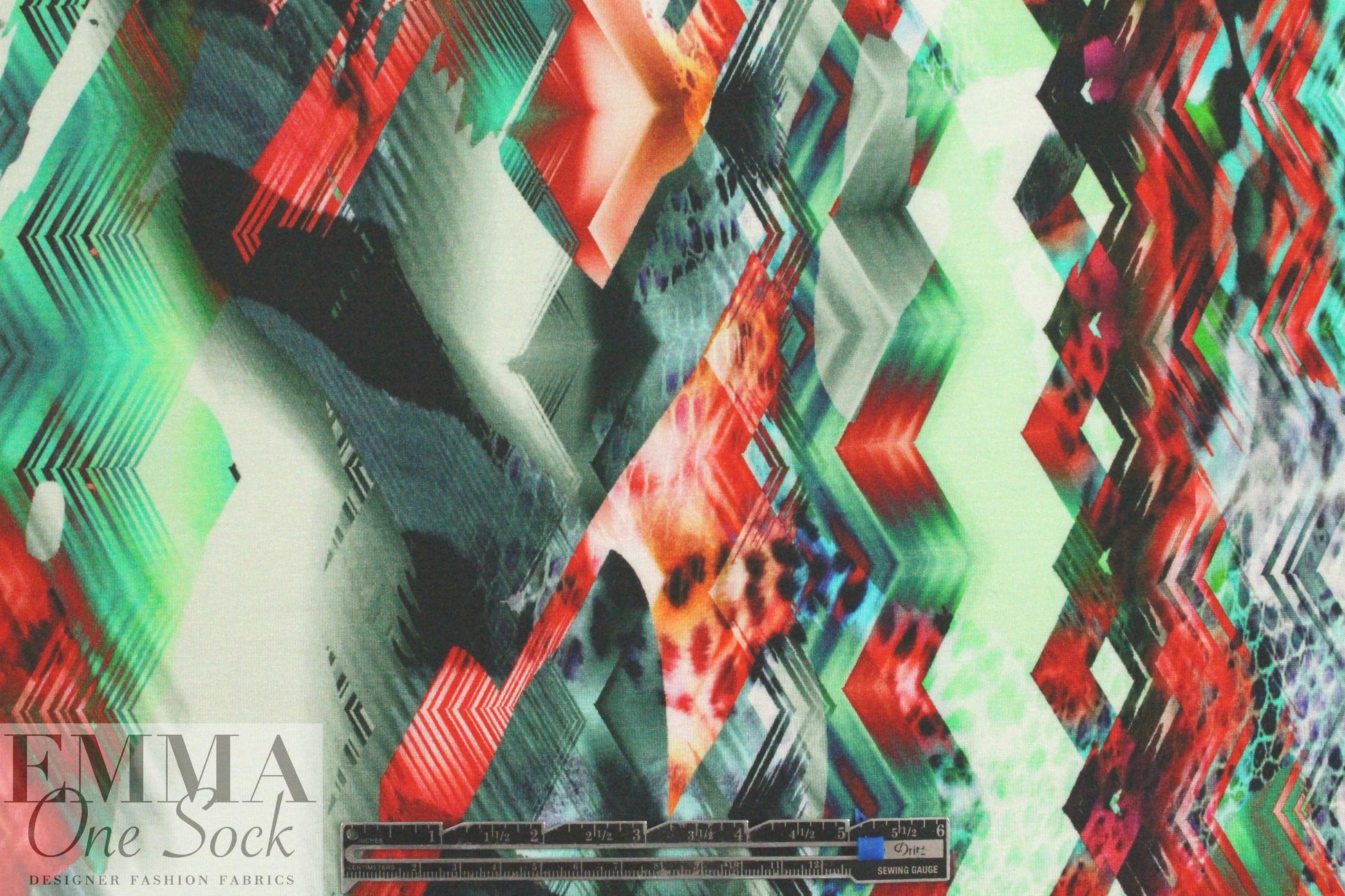 'prismatica' digital print rayon/spandex knit