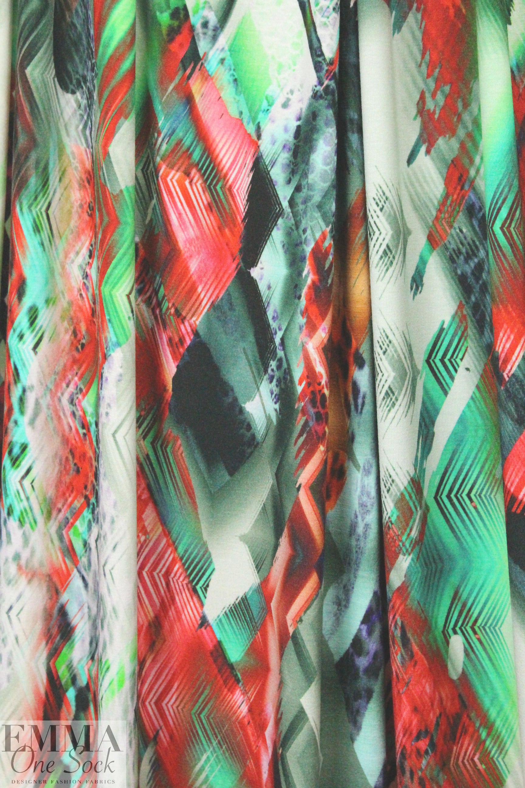 'prismatica' digital print rayon/spandex knit 1.25 yds