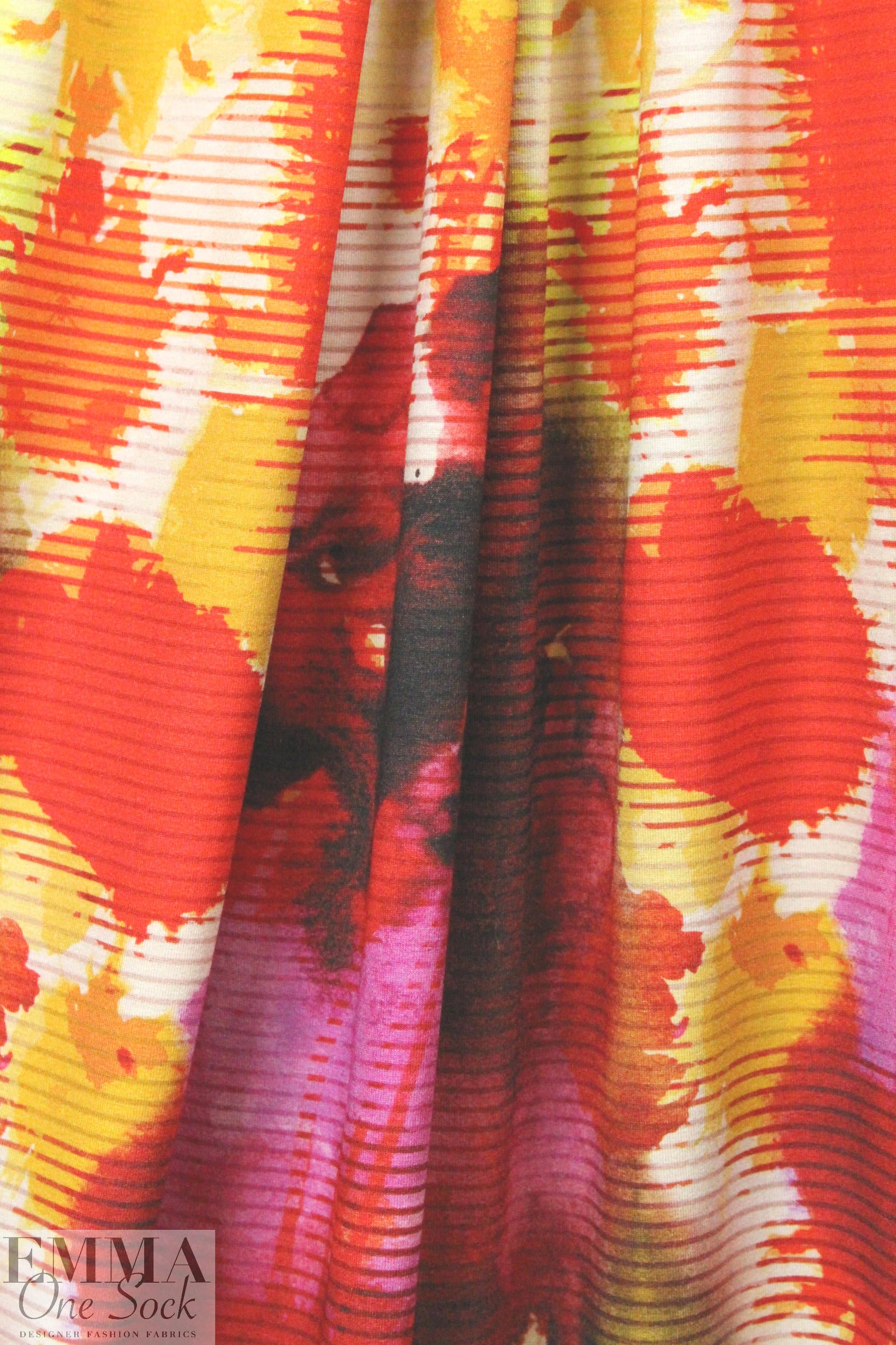 'painterly abstract' digital print rayon/spandex knit 2.375 yds