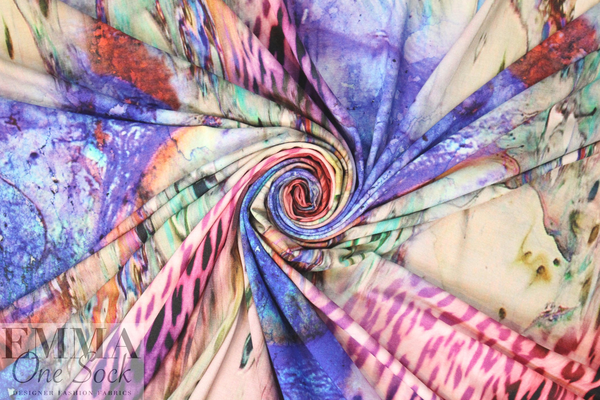 abstract/animal montage digital viscose knit