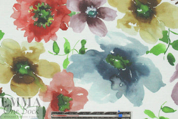 'painted flowers' digital print rayon/spandex knit