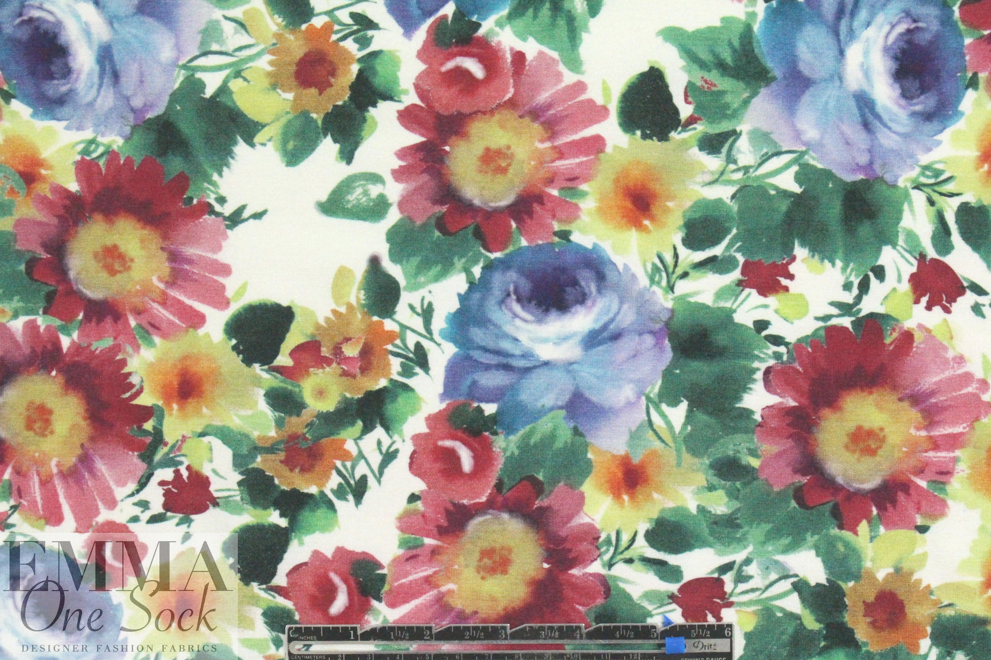 'English garden' digital print rayon/spandex knit