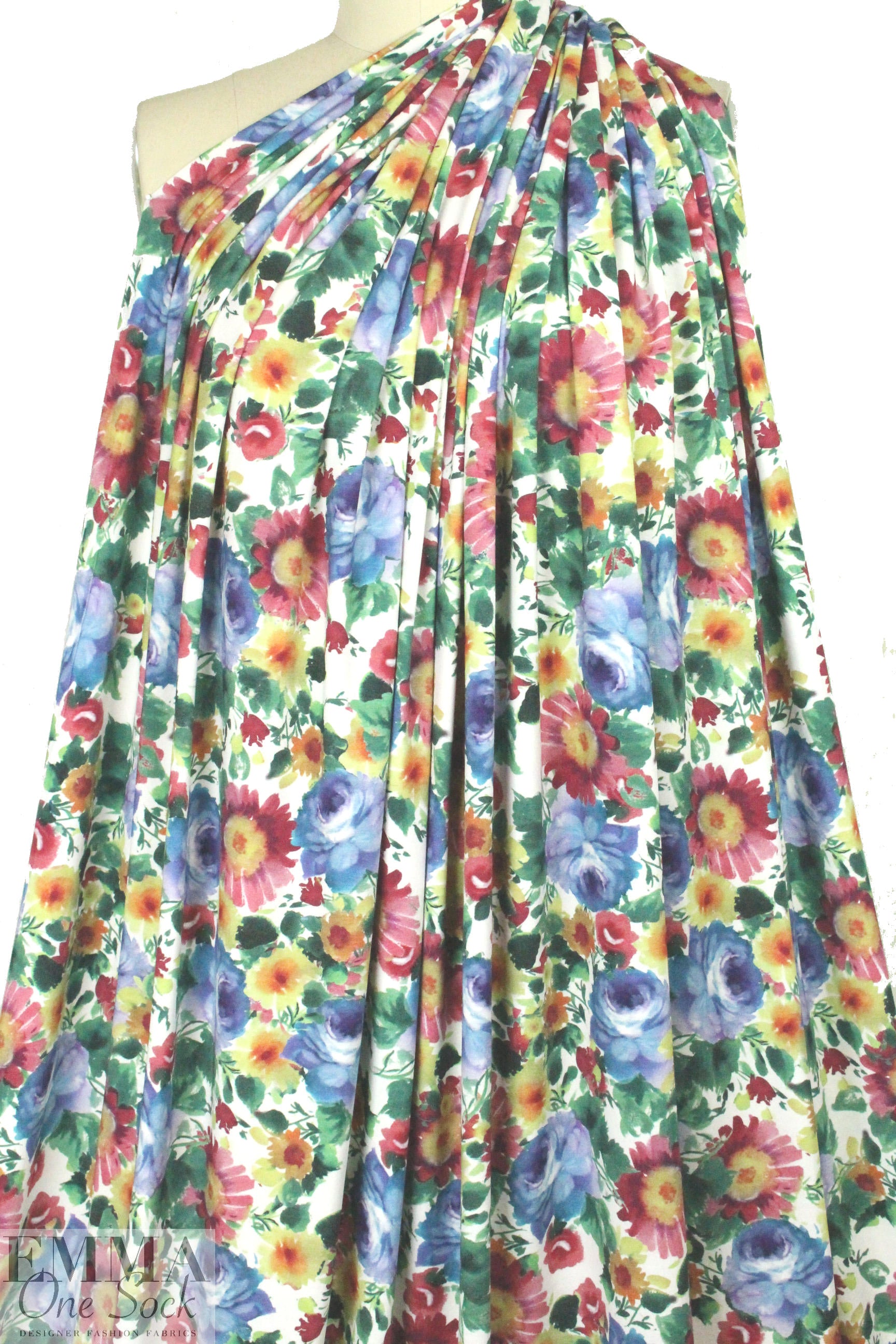 'English garden' digital print rayon/spandex knit 1.625 yd