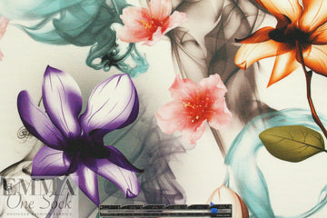 surreal botanical digital print rayon/spandex knit