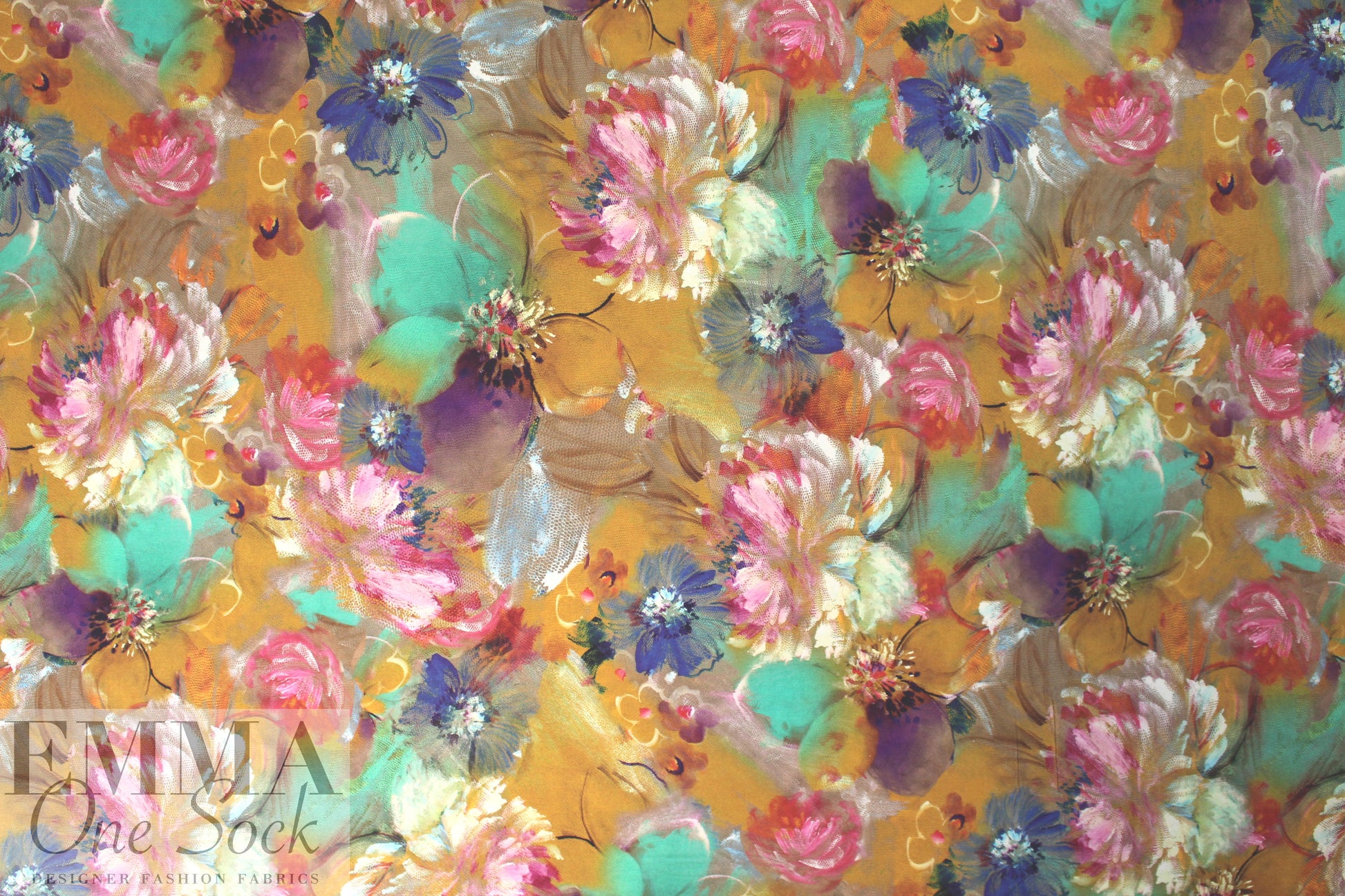 painterly flowers digital viscose knit
