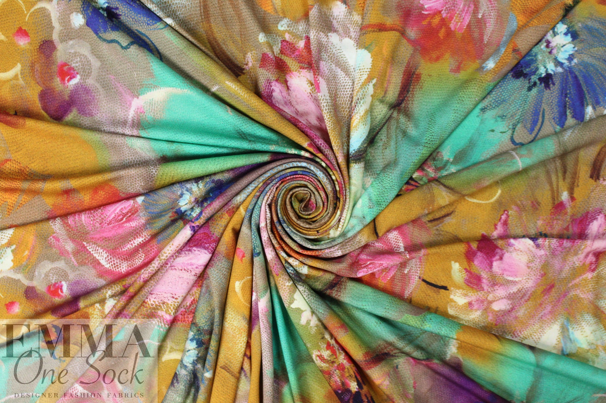 painterly flowers digital viscose knit 1.75 yd