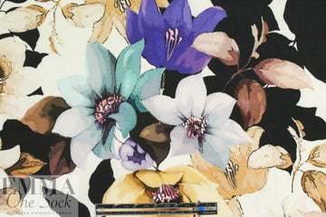 'flower show' digital print rayon/spandex knit 1.375 yds