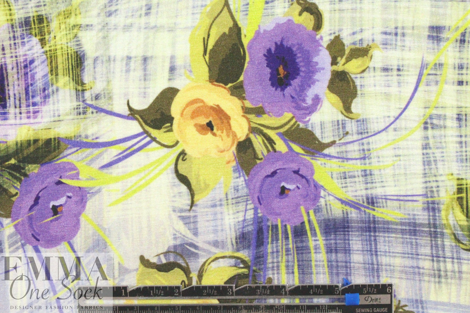 'crosshatch floral' digital print rayon/spandex knit