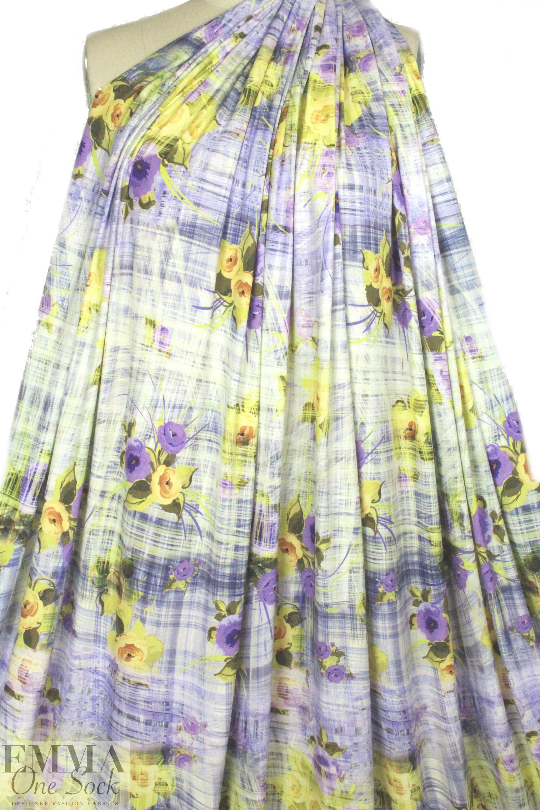 'crosshatch floral' digital print rayon/spandex knit 2 yd
