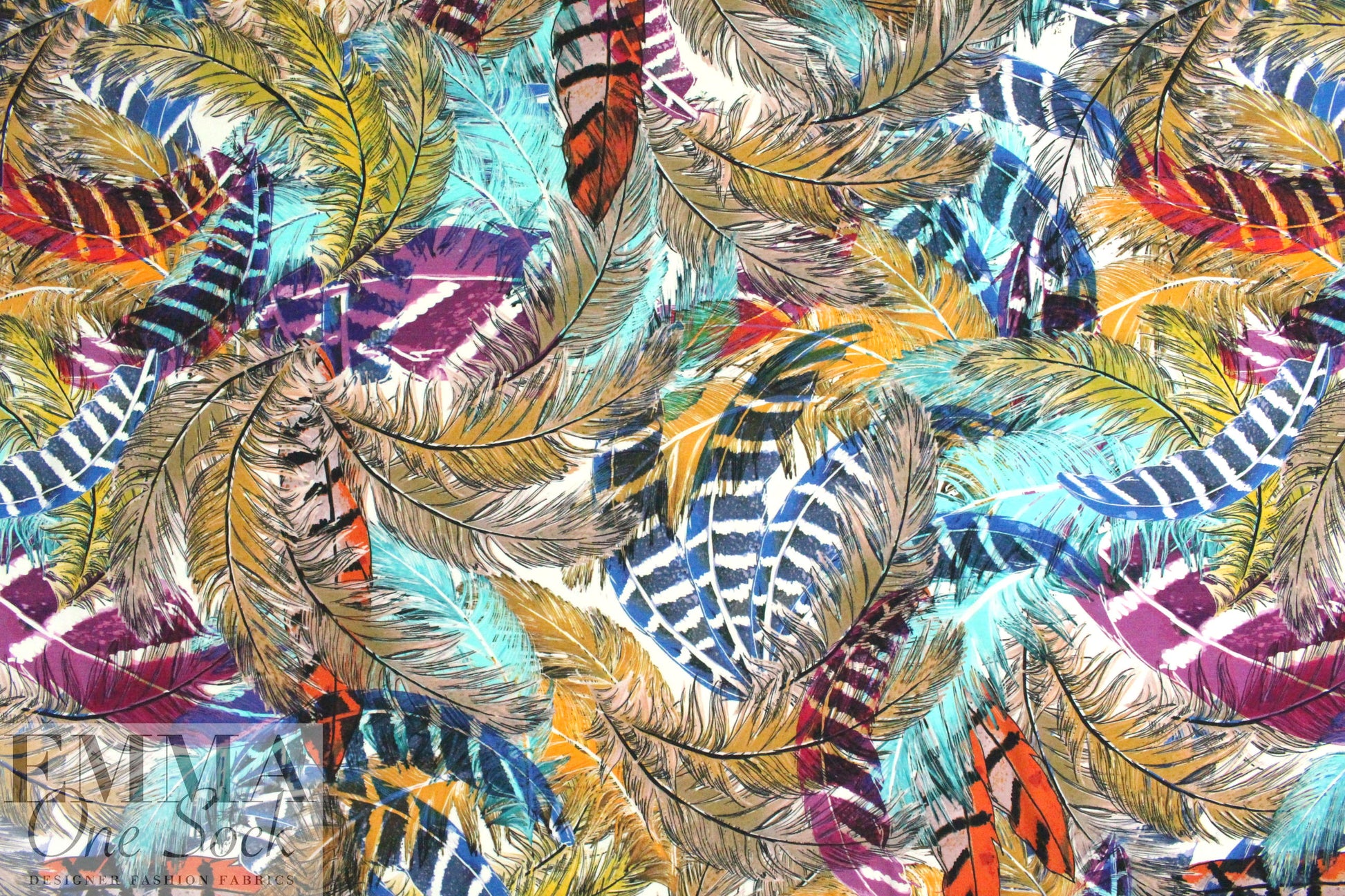 'feathery montage' digital print rayon/spandex knit 1.33 yds
