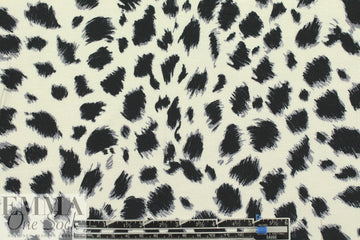 furry spots rayon/span jersey - black on ivory 1.875 yd