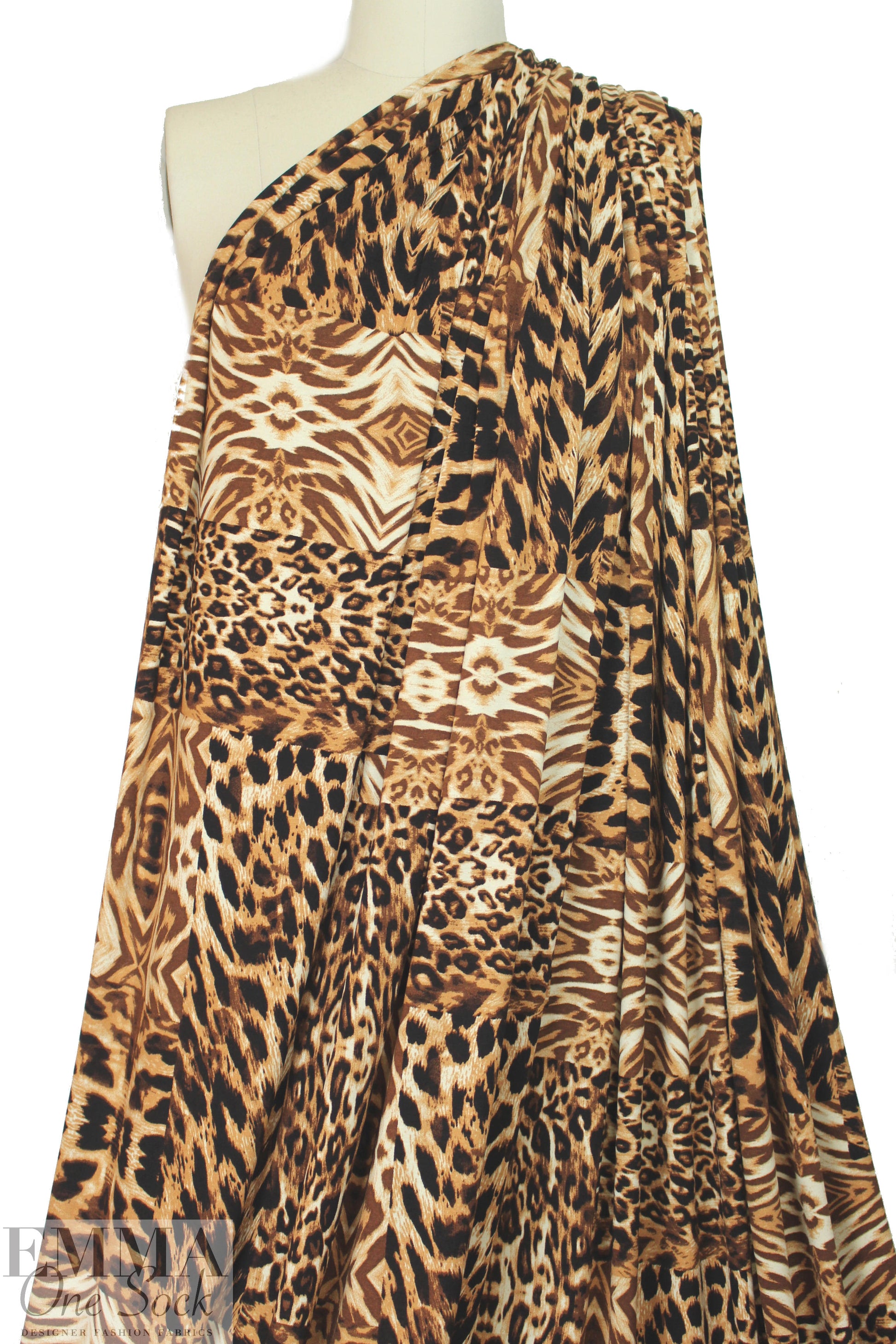 toasty animal print montage digital viscose knit 1.2 yds