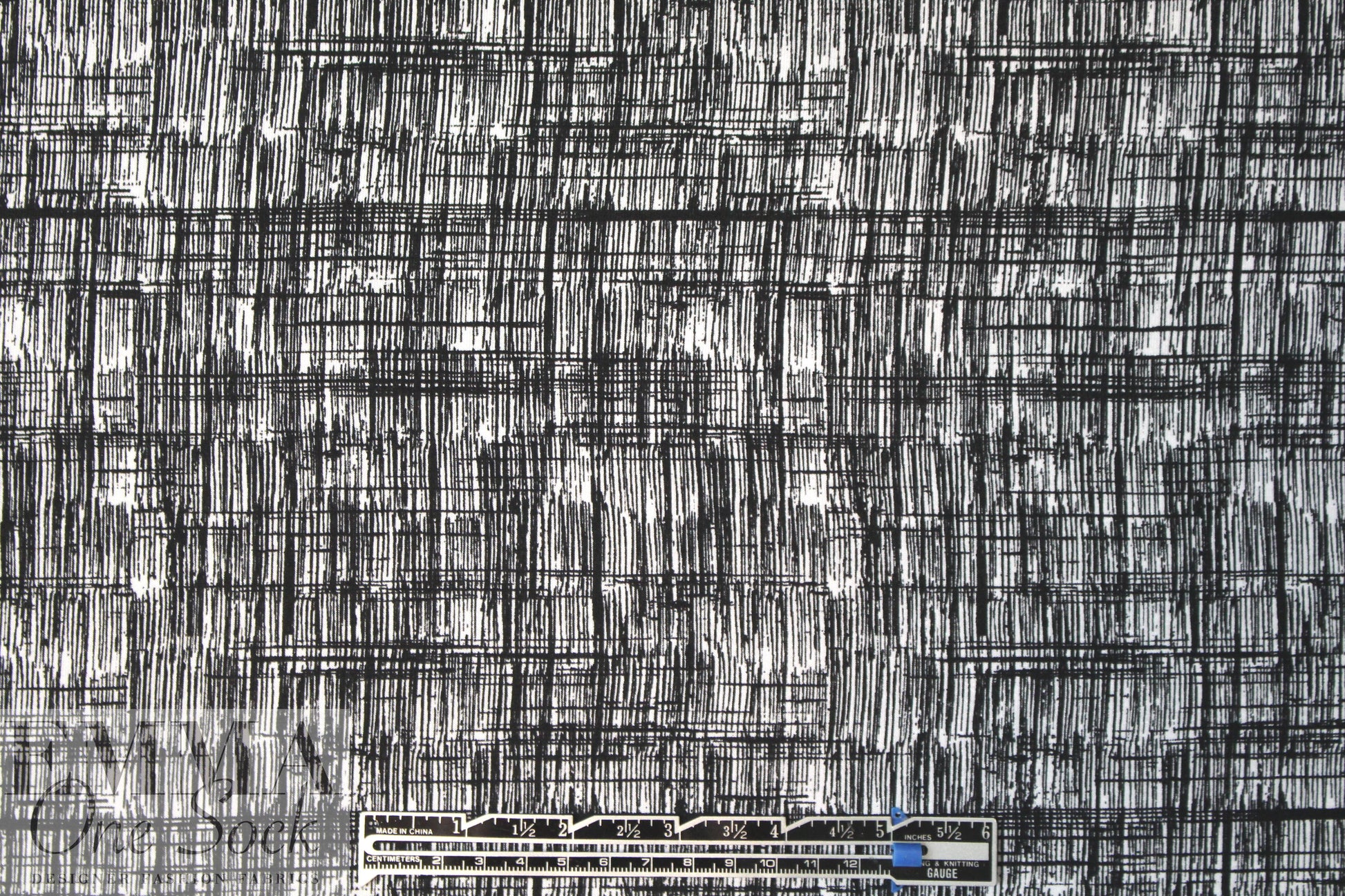 black/white cross hatch digital viscose knit 1.5 yds