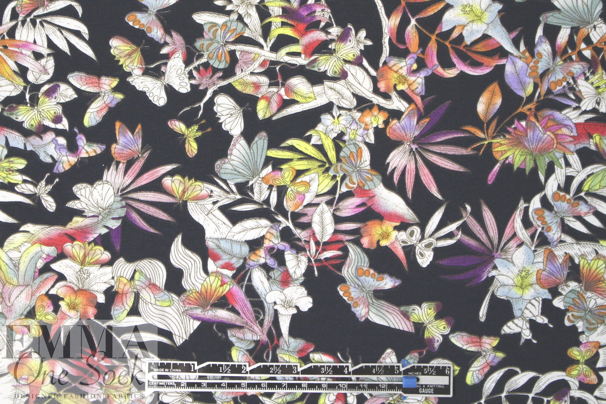 'backyard bustle' digital viscose knit 1.5 yd