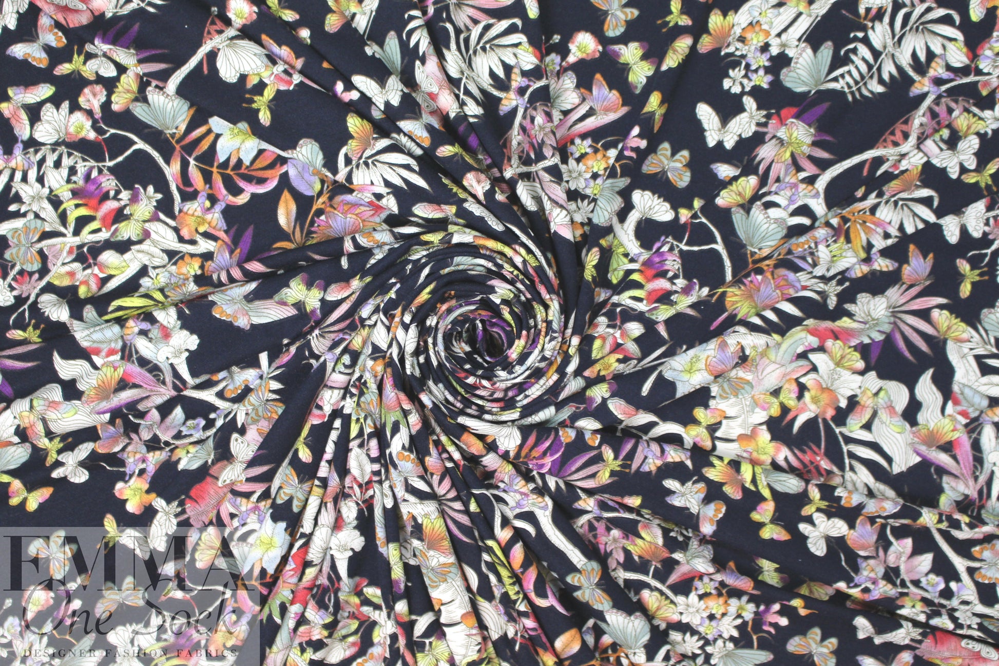 'backyard bustle' digital viscose knit 1.66 yd
