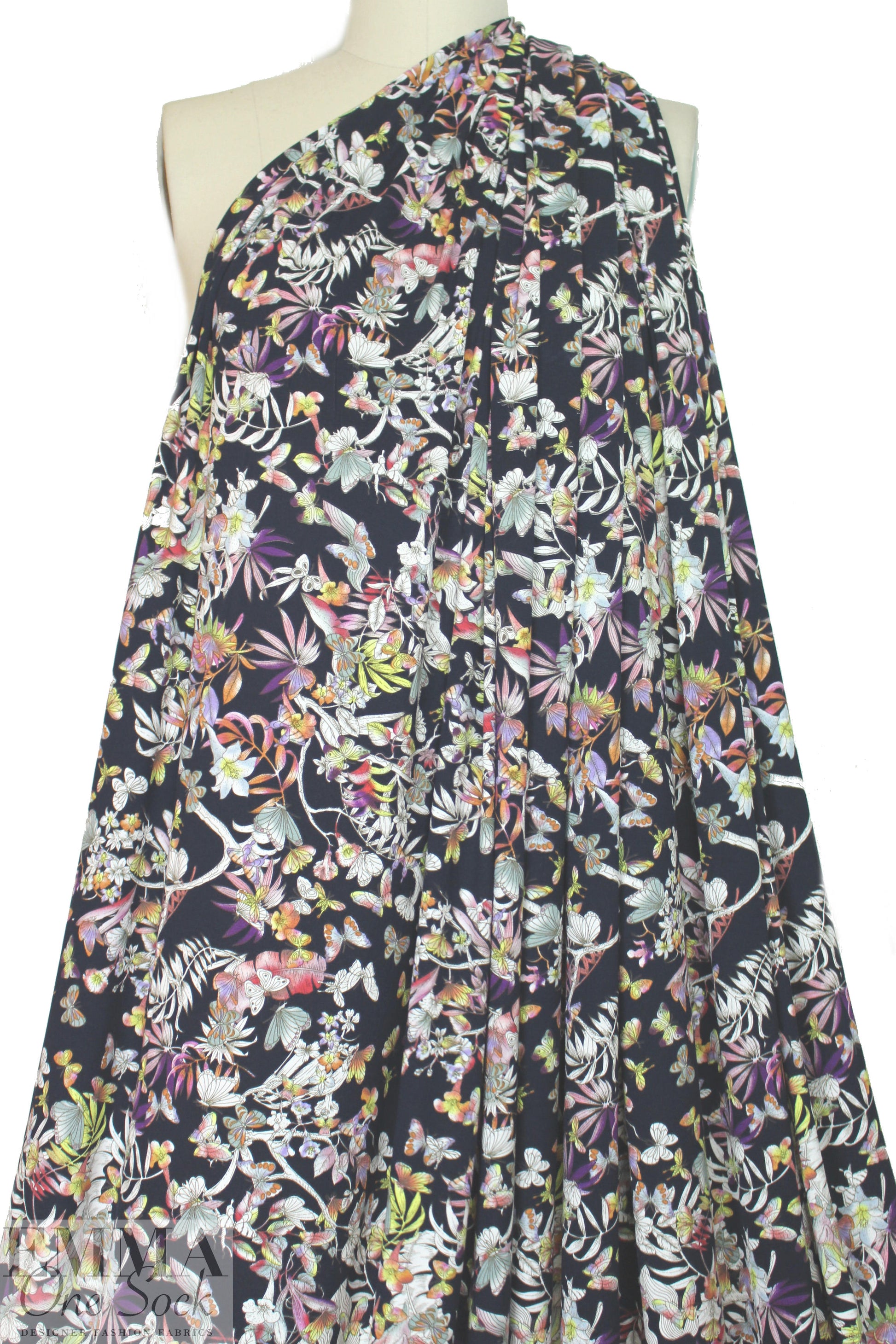 'backyard bustle' digital viscose knit