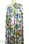 ornithology digital viscose knit - white 1.75 yd
