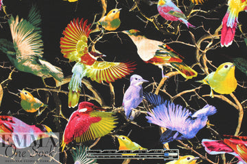 ornithology digital viscose knit - black 1.875 yd