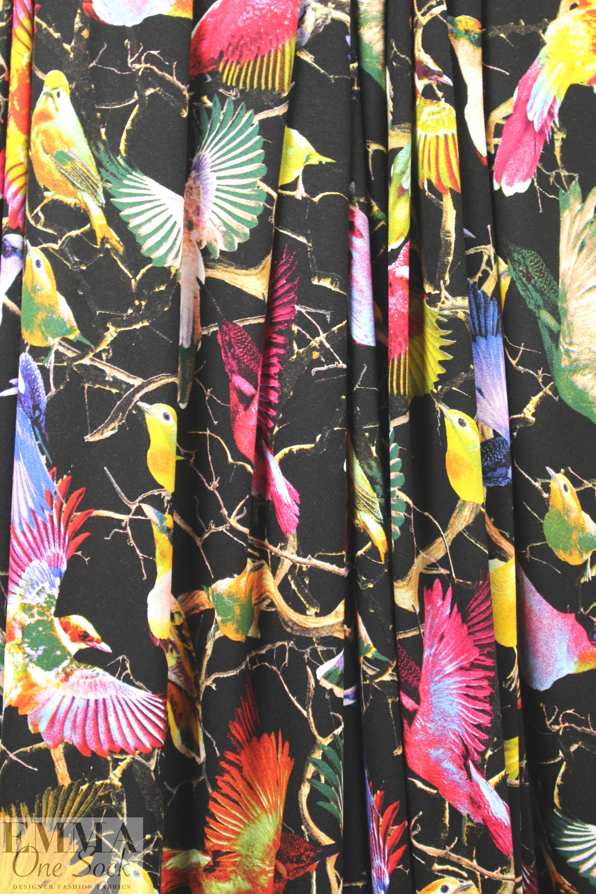 ornithology digital viscose knit - black