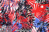 layered leaves digital viscose knit - red/blue
