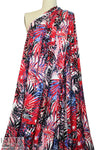 layered leaves digital viscose knit - red/blue