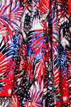 layered leaves digital viscose knit - red/blue 1.75 yds