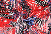 layered leaves digital viscose knit - red/blue 1.75 yd