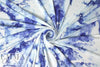 blue and white abstract digital viscose knit .75 yds