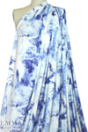blue and white abstract digital viscose knit .75 yds