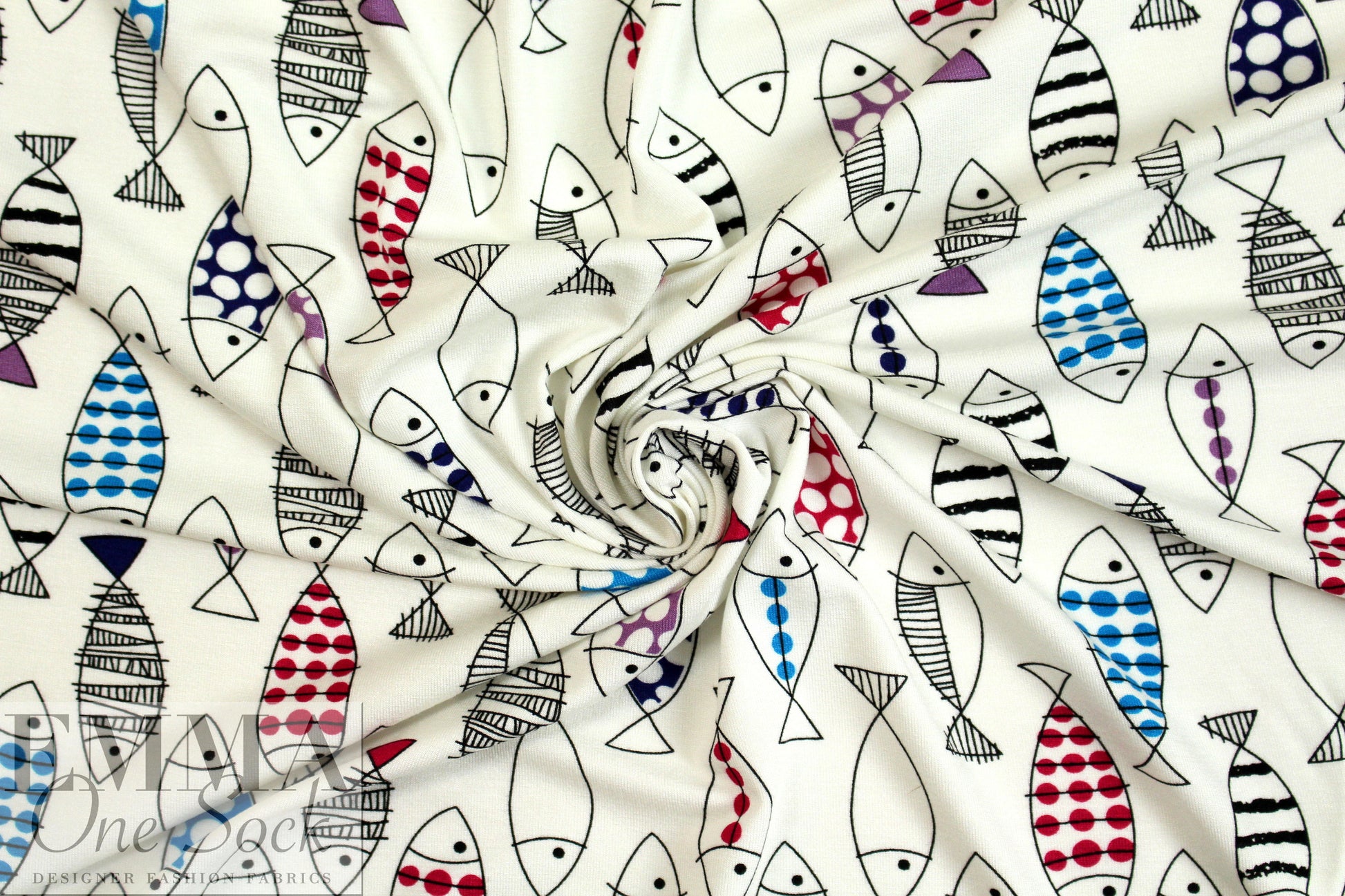 'go fish' rayon/spandex lightweight knit - white .75 yds