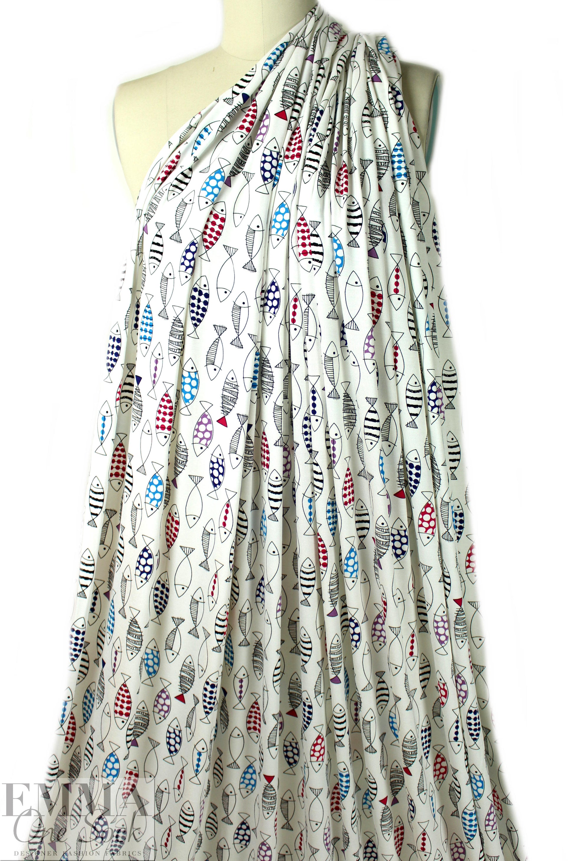 'go fish' rayon/spandex lightweight knit - white .75 yds