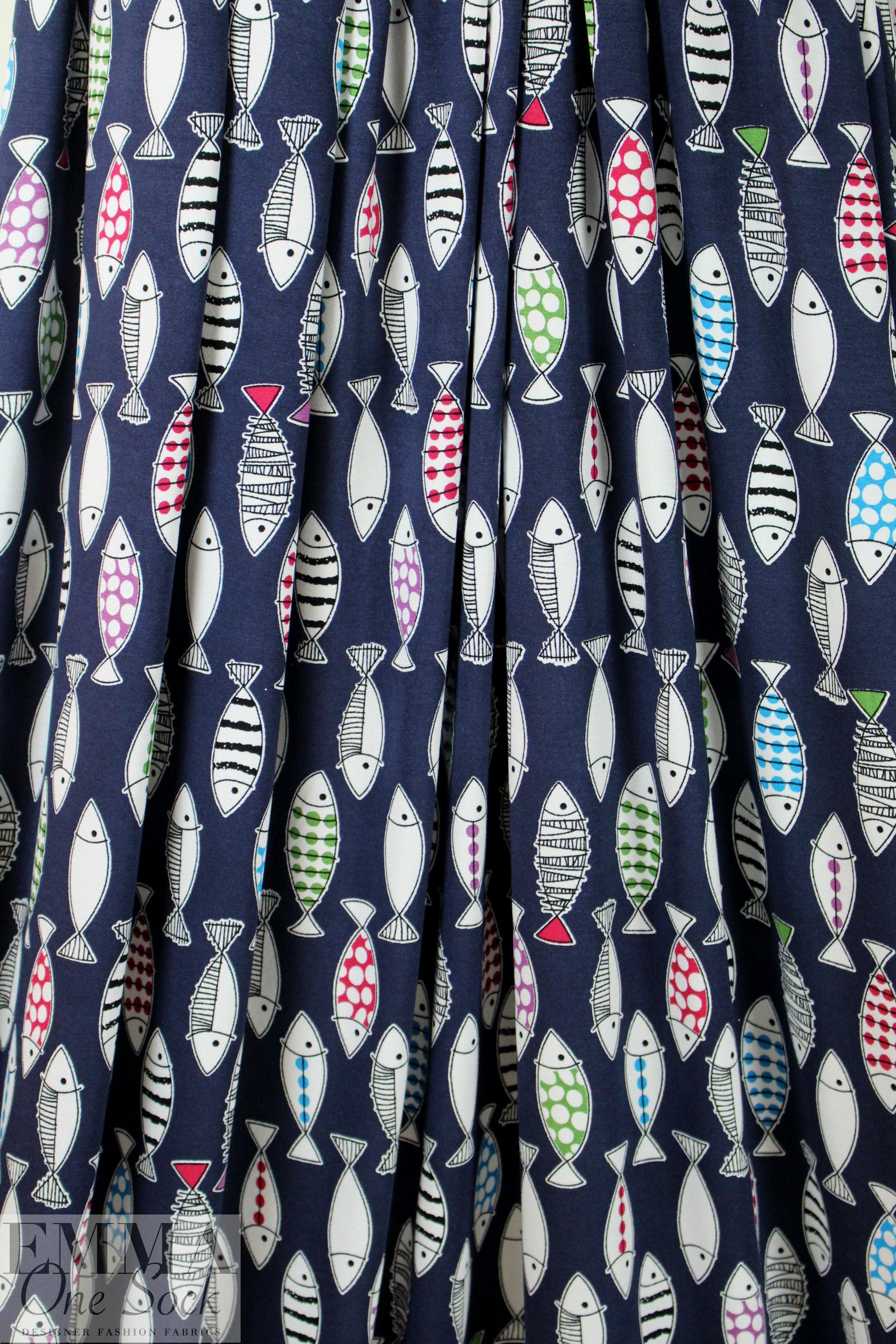 'go fish' rayon/spandex lightweight knit - navy
