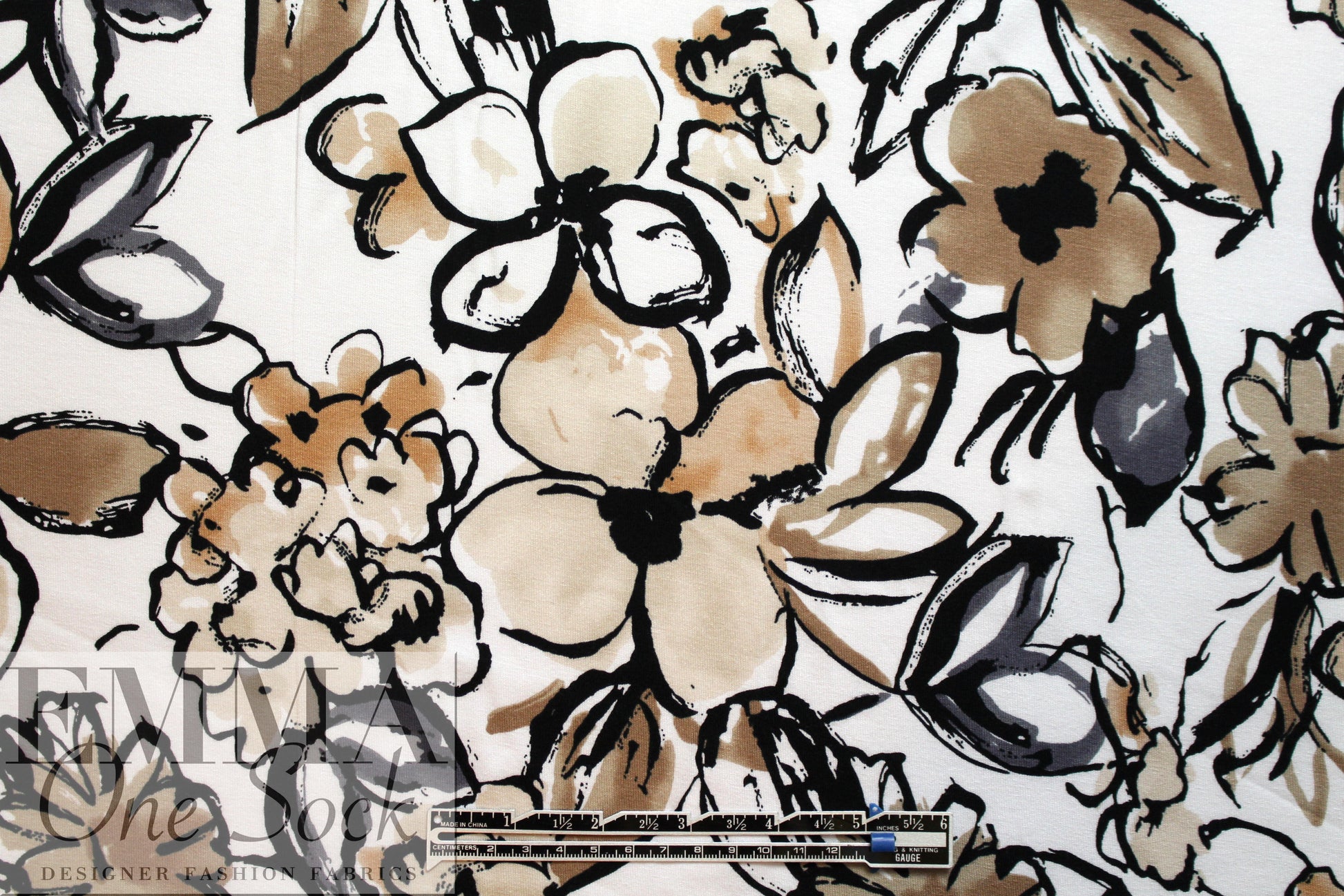 earthy flowers print montage digital viscose knit 2.5 yd