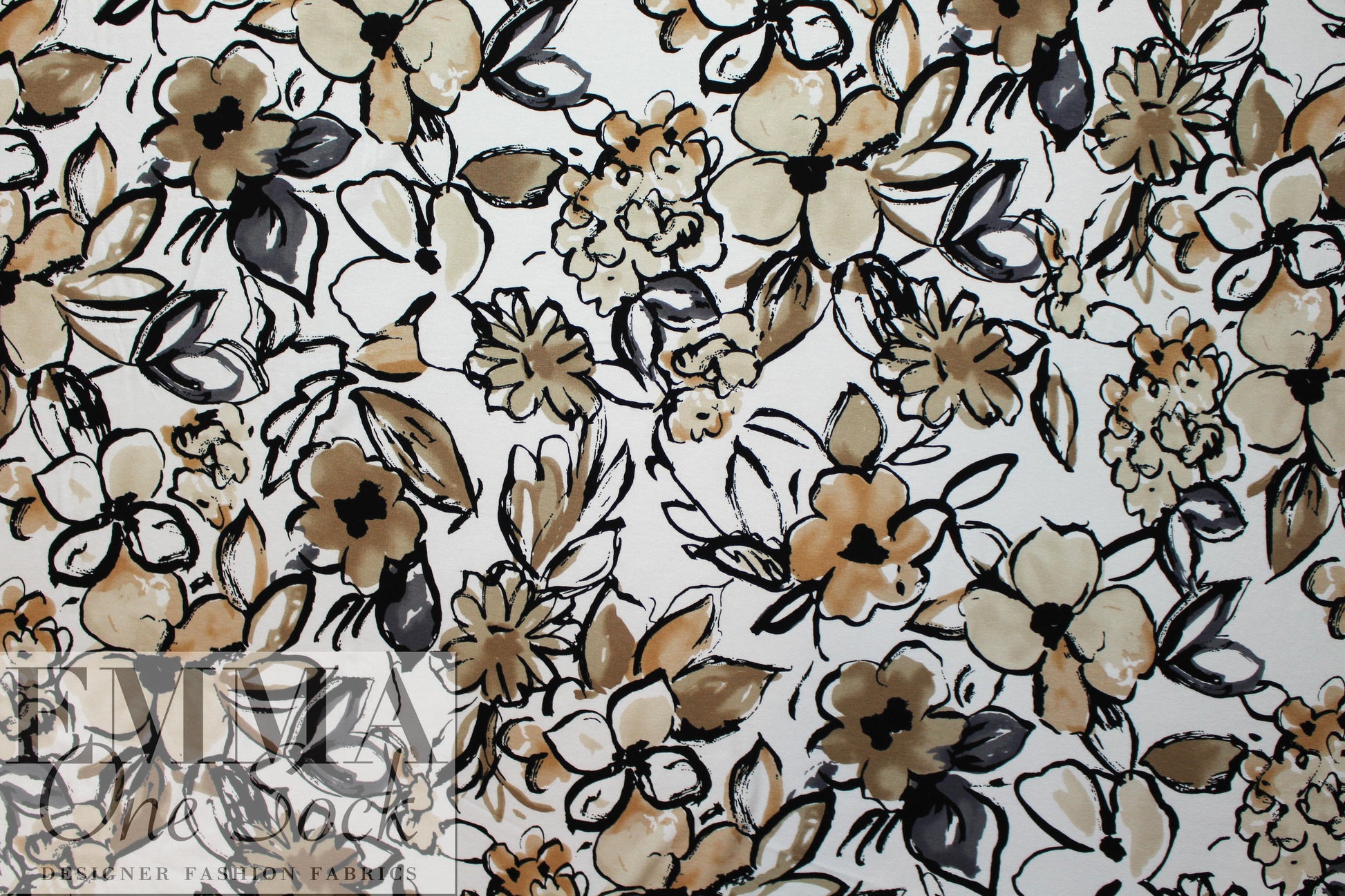 earthy flowers print montage digital viscose knit 2.5 yd