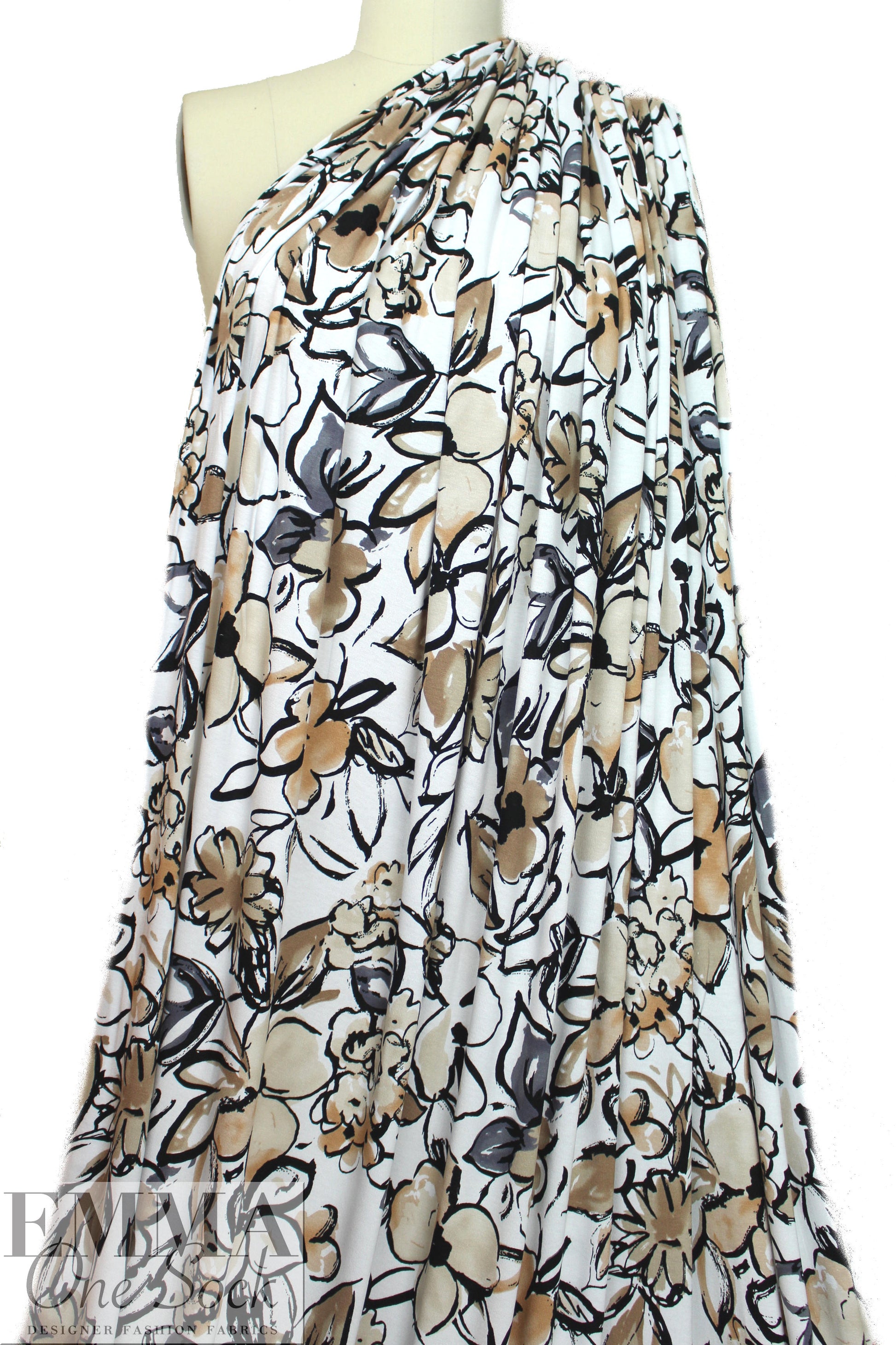 earthy flowers print montage digital viscose knit 2.5 yd