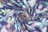 Italian digital viscose knit - indigo deco butterflies
