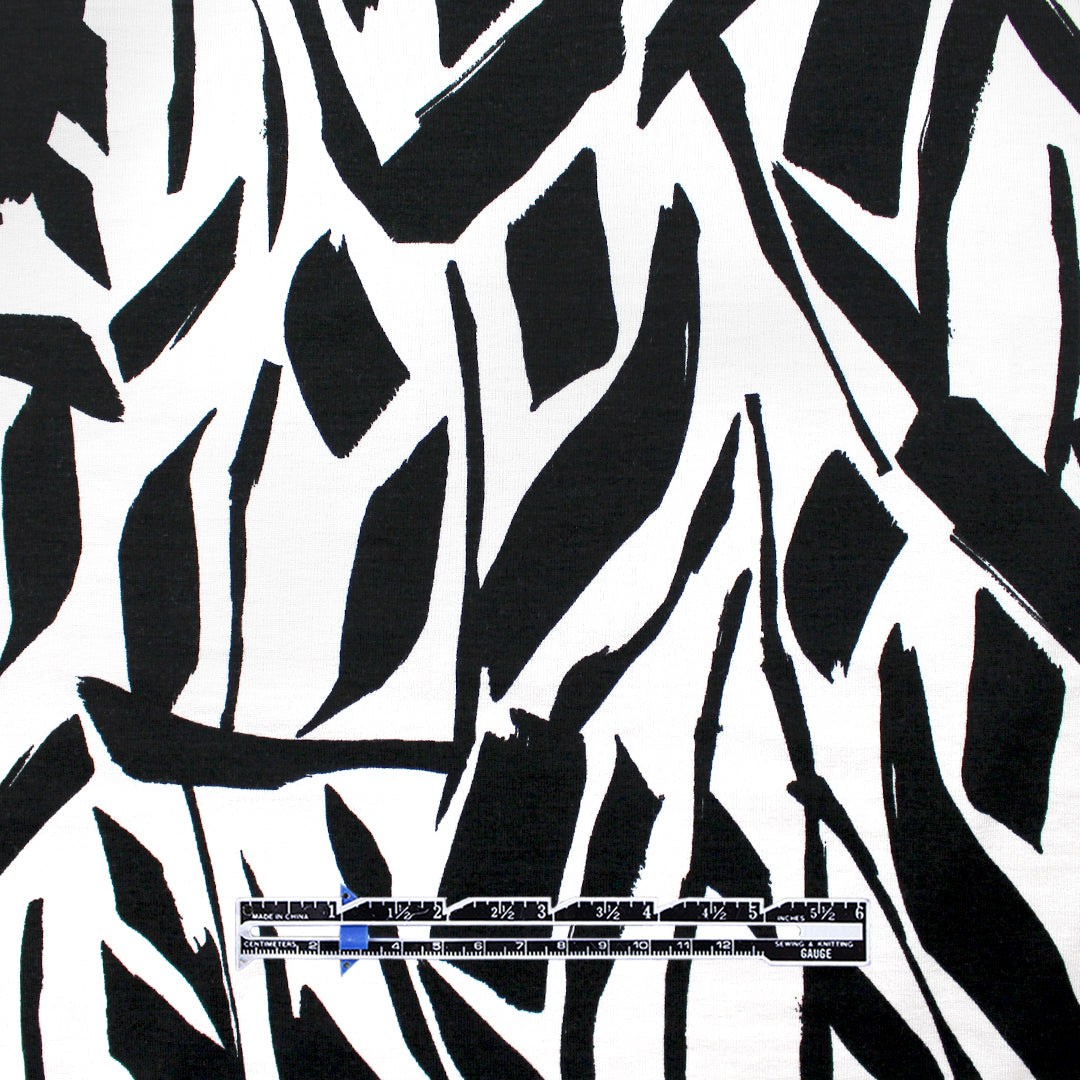'ink impression' printed stretch viscose knit 1.625 yd