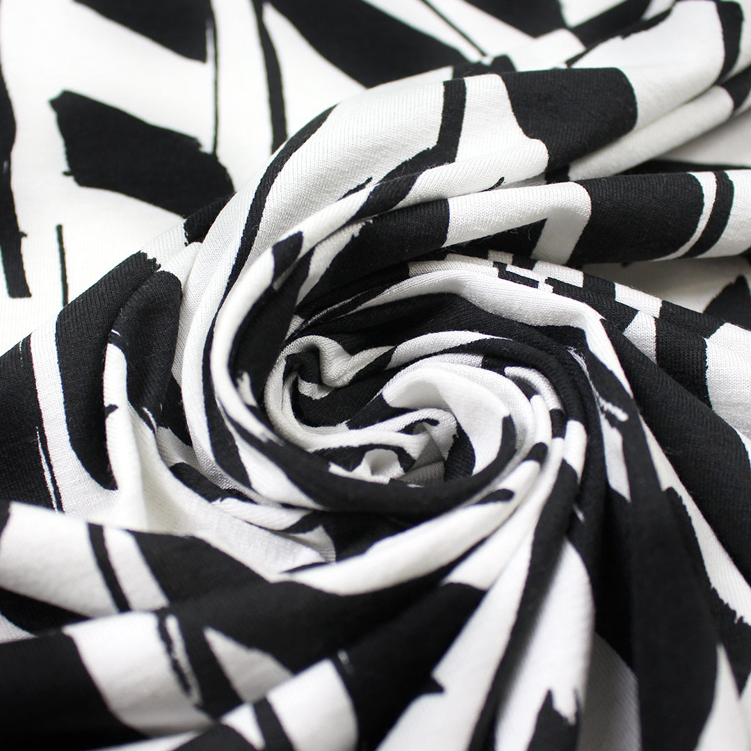 'ink impression' printed stretch viscose knit 1.625 yd