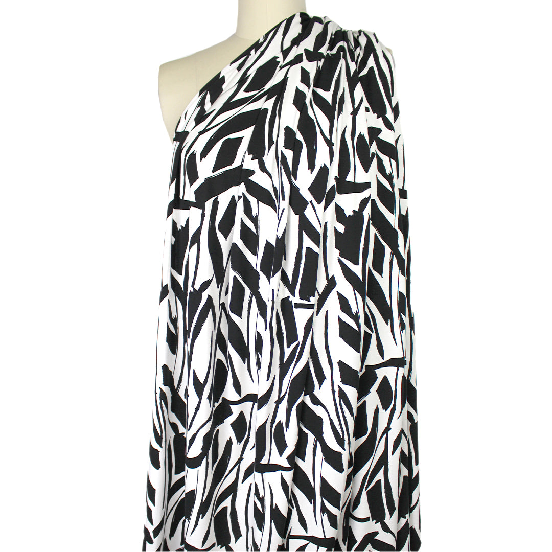 'ink impression' printed stretch viscose knit 1.625 yd