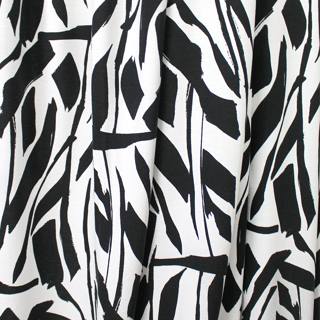 'ink impression' printed stretch viscose knit 1.625 yd