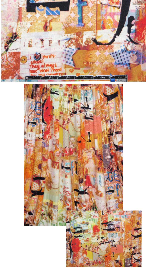 French digital amber tones scrapbook knit 1.5 yd