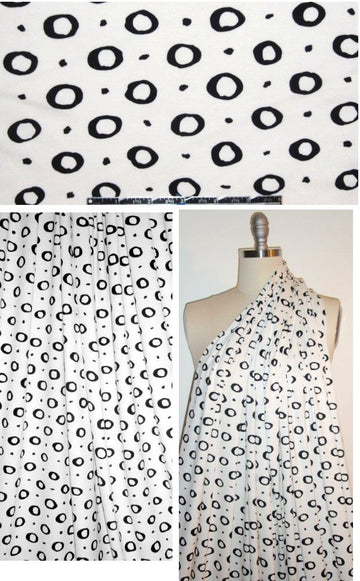 Italian circle-dot graphic print rayon/lycra knit 1.33 yd